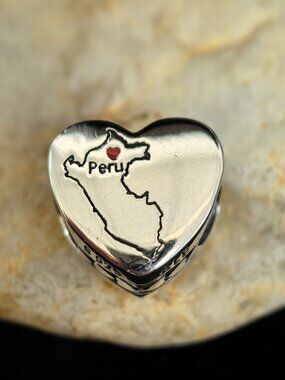 Pandora Peru Exclusive Travel Heart Charm Pendant, S925 Silver Jewelry (Women's)